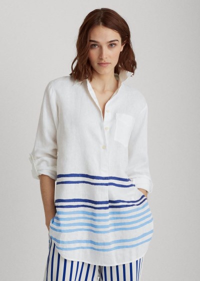 Ralph Lauren Striped Linen Skjorter Dame Danmark (JOYLV3714)